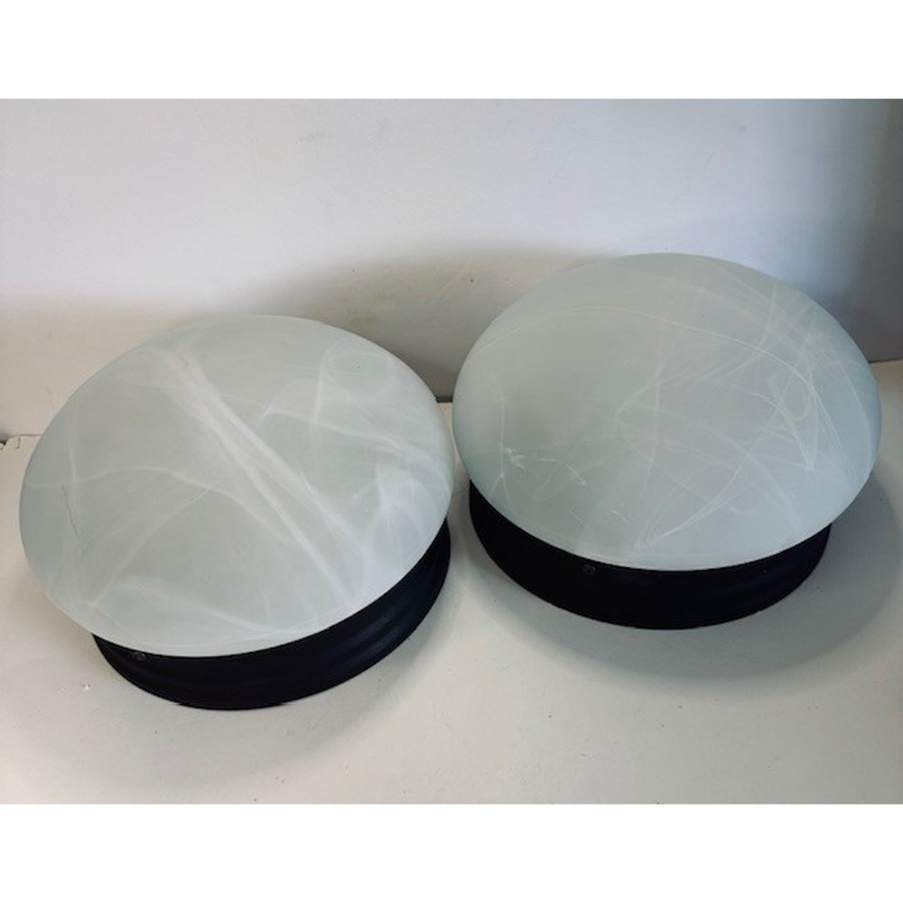 Light Fixtures Ceiling Model IFM710, Flush Mount Set of 2 Frosted Glass/Brown